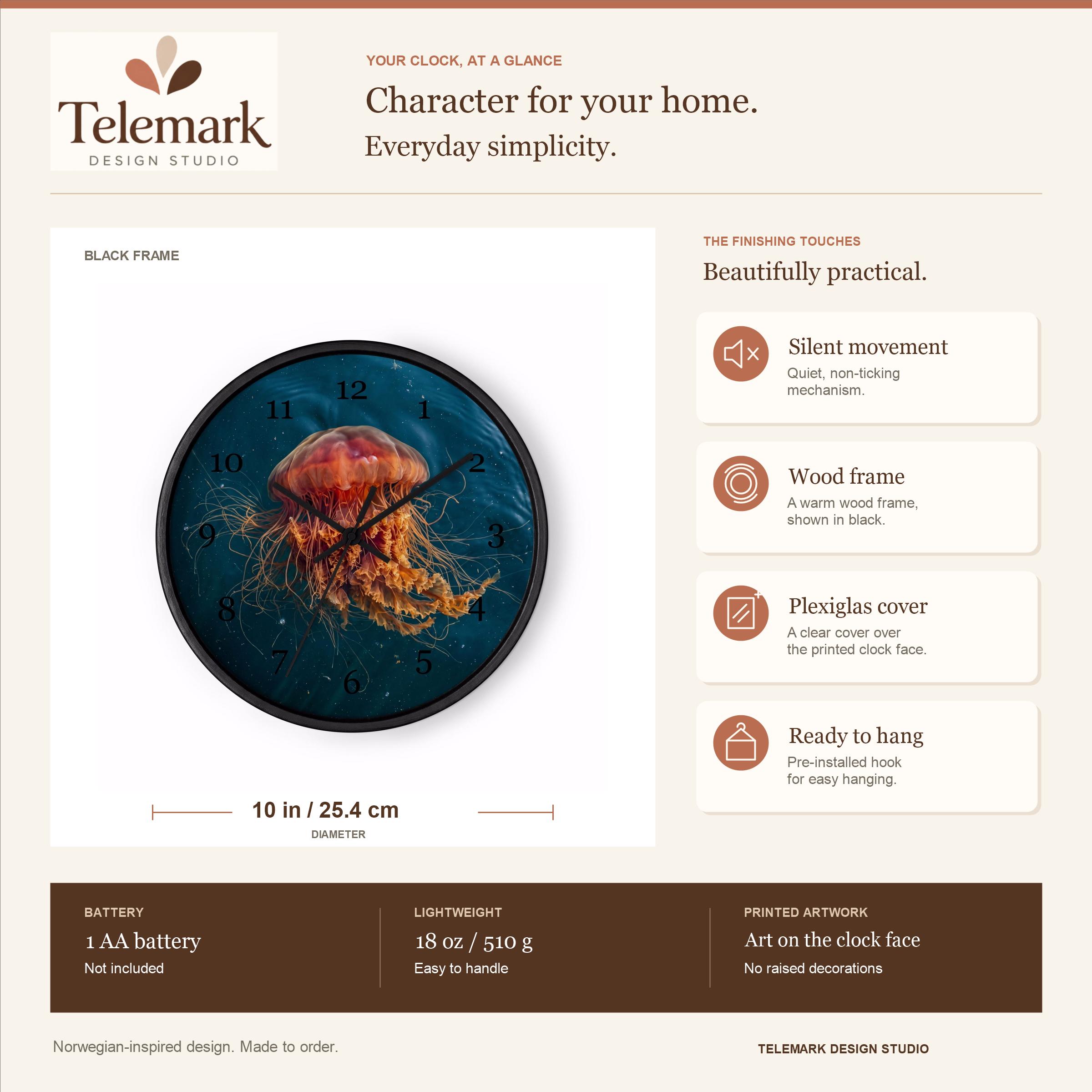 Norwegian Jellyfish — size, materials, battery and hanging information (English).