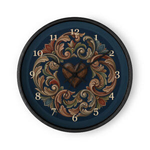 Norwegian Folk Art - Dark Wood Heart and Acanthus Scrolls