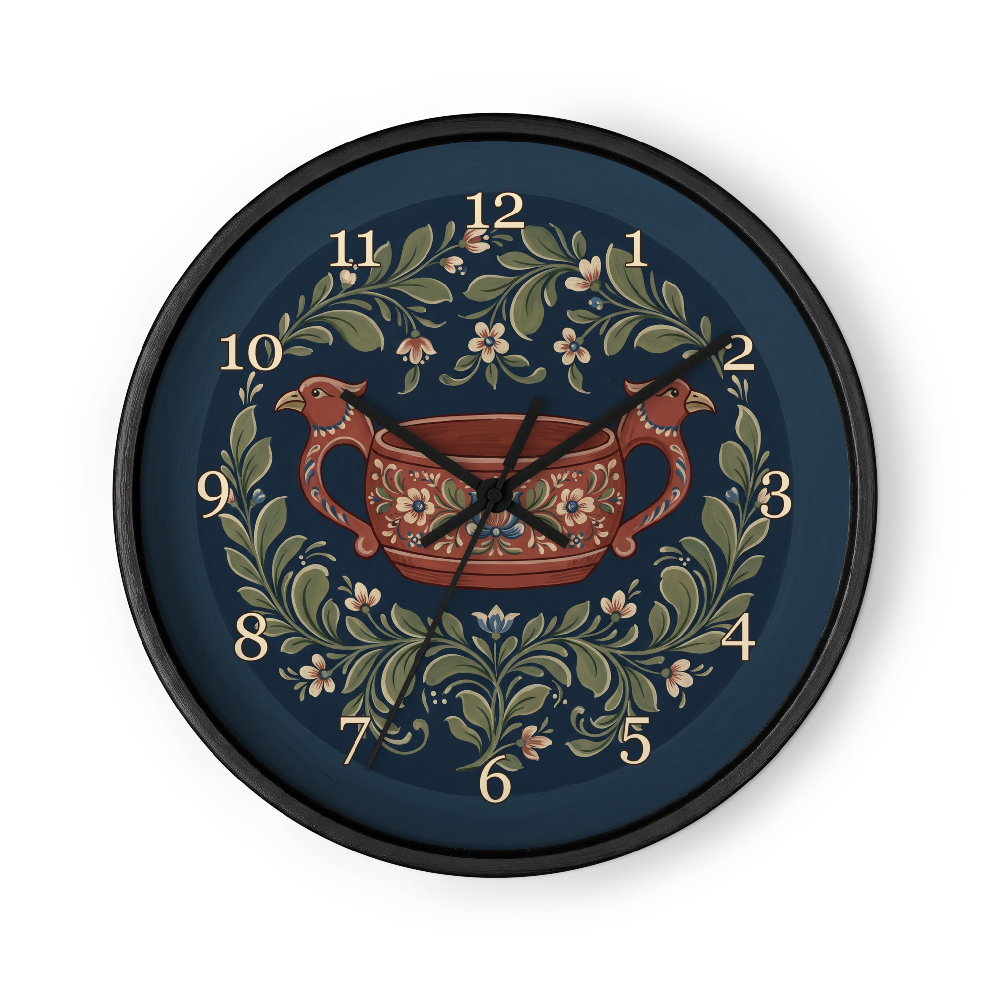 Norsk rosemaling - Malt fuglehode-kjenge