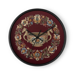 Norwegian Rosemaling - Horse Head Kjenge on Burgundy