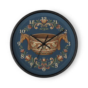 Norwegian Rosemaling - Horse Head Kjenge on Blue
