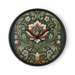 Norwegian Rosemaling - Green and Cream Floral Wall Art
