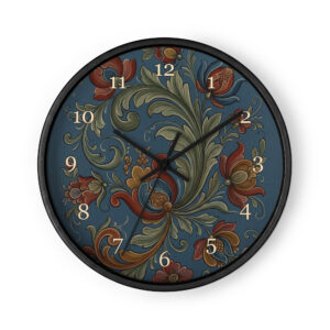 Norwegian Rosemaling - Sage Green Scrolls on Blue