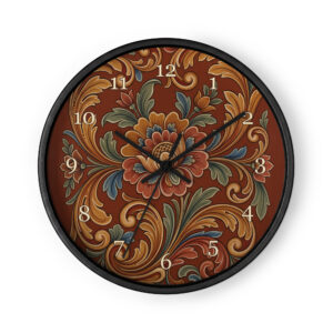 Norwegian Rosemaling - Golden Scrolls on Reddish Brown