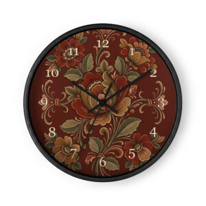 Norwegian Rosemaling - Red Flowers and Olive Leaves