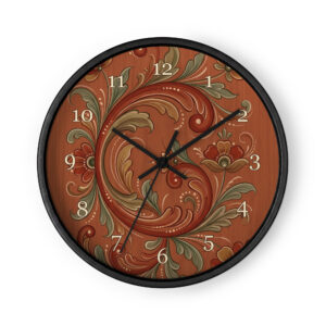 Norwegian Rosemaling - Red Scroll and Green Leaves