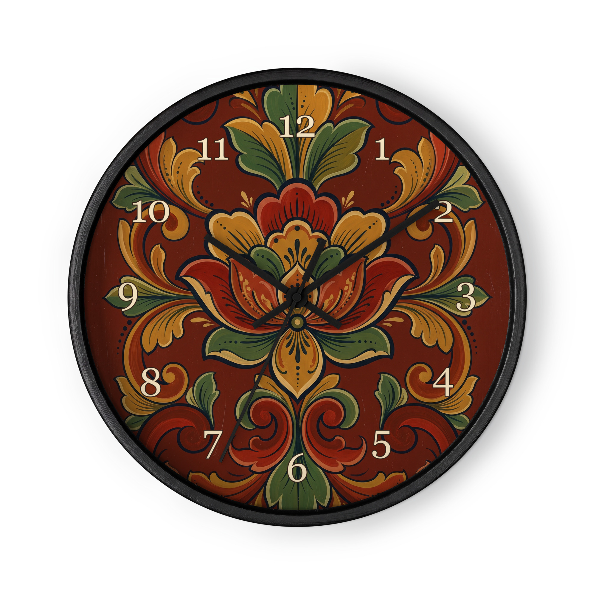 Hallingdalsrosemaling - Røde, gylne og grønne blomster