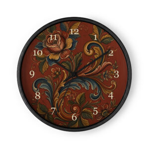 Norwegian Rosemaling - Oppdal Folk Art, Reddish Brown