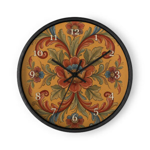 Romsdal Rosemaling - Ochre Red and Blue Floral Art
