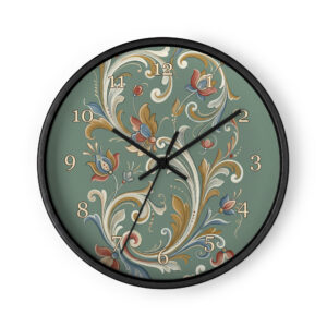 Norwegian Rosemaling - Sage Green Floral Folk Art
