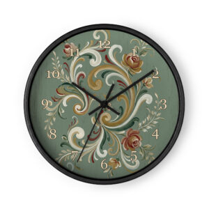 Norwegian Rosemaling - Sage Green and Gold Scrolls