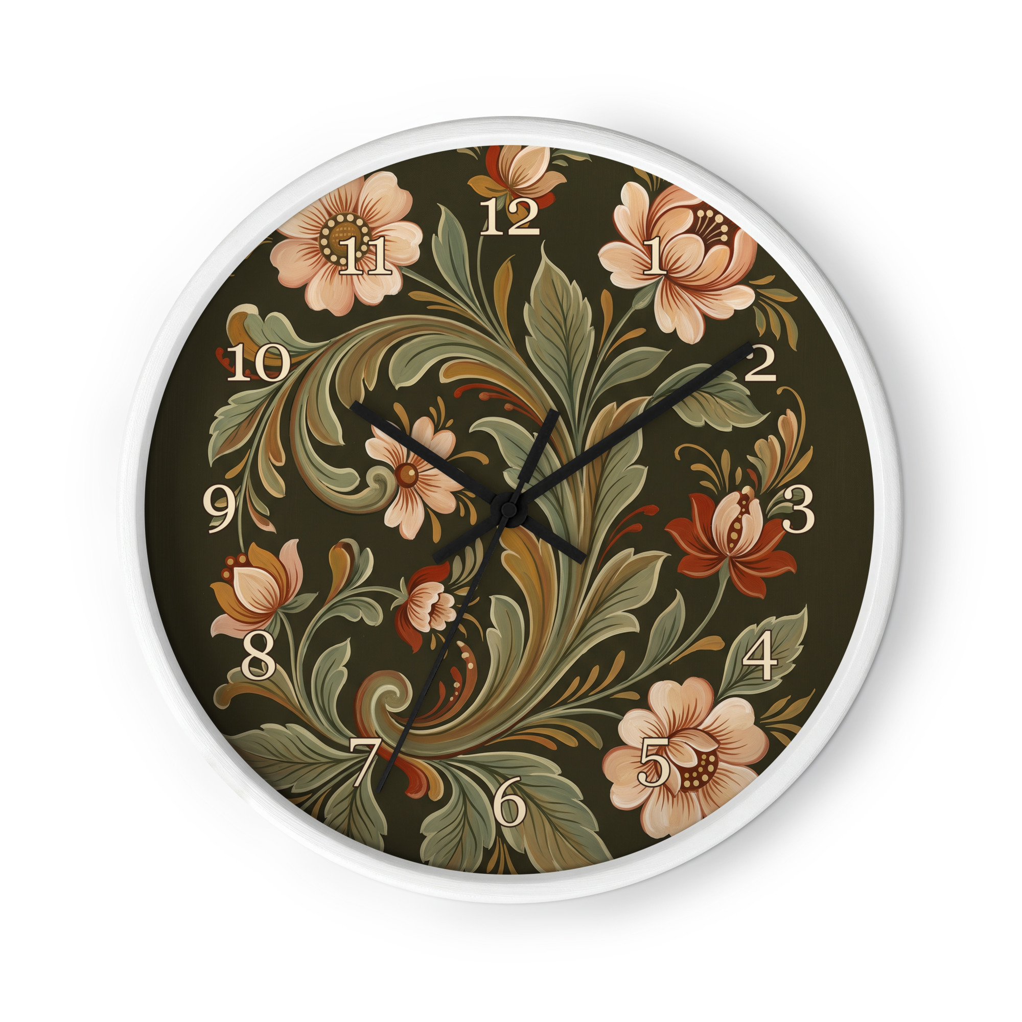 Norsk rosemaling – kremhvite blomster og salviegrønne ranker - Bilde 2