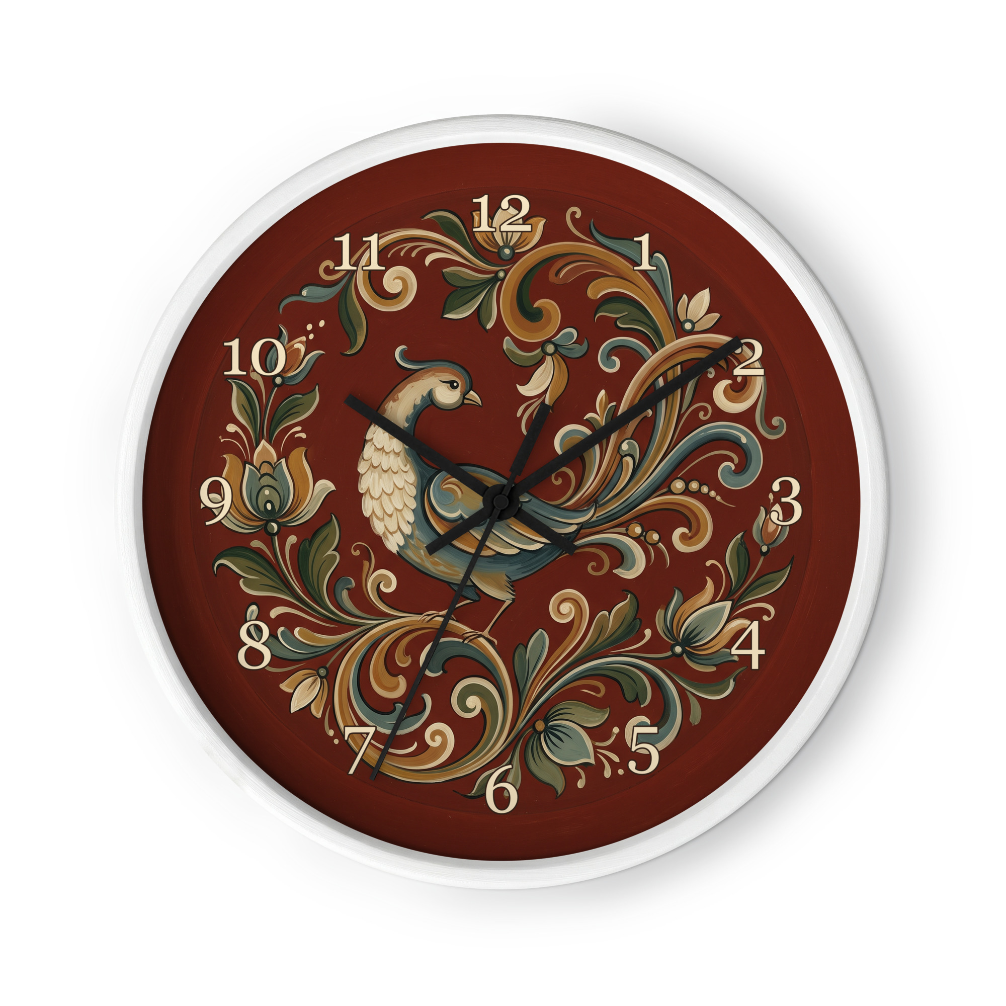 Norsk rosemaling - Fantasifugl på rød bunn - Bilde 2
