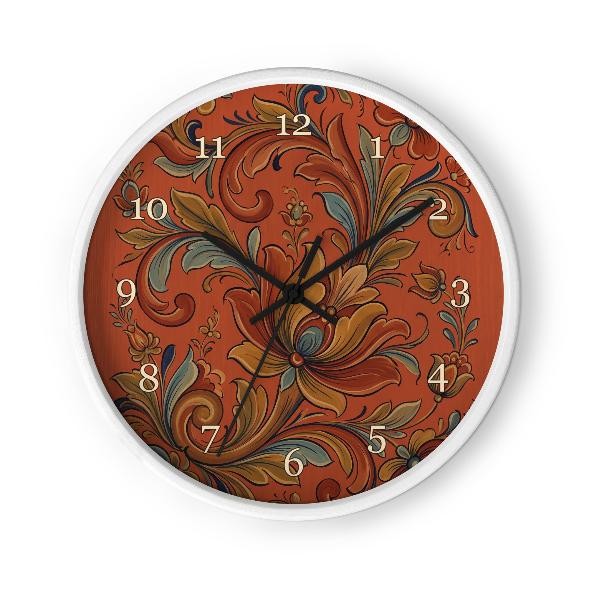 Norsk rosemaling - Oransje og blå blomsterslyng - Bilde 2