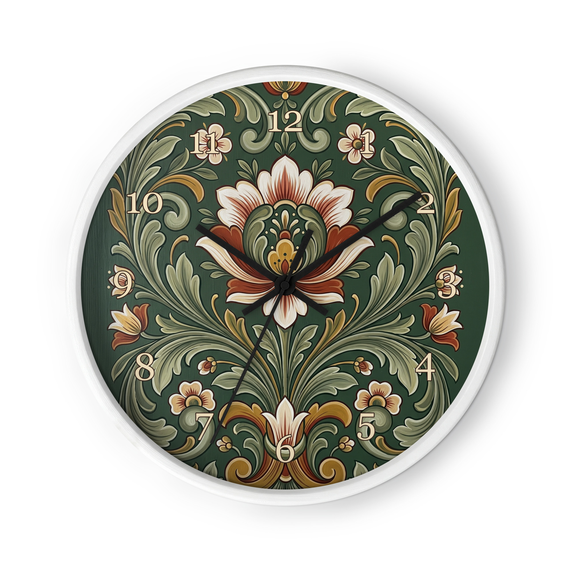 Norsk rosemaling - Grønn og kremfarget blomsterdekor - Bilde 2