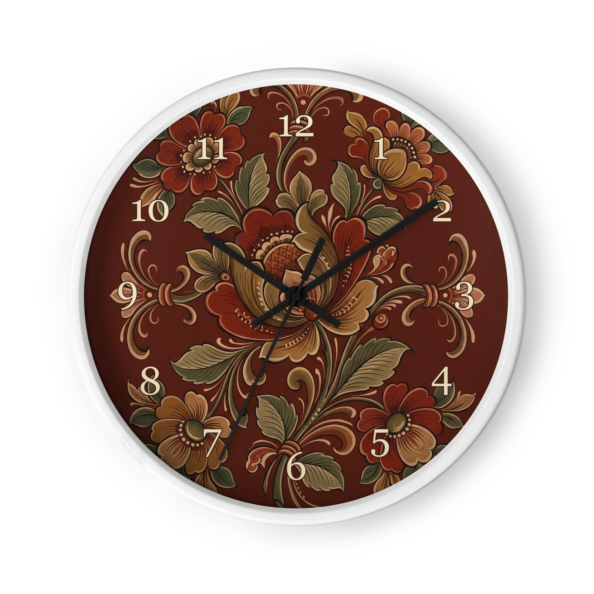 Norsk rosemaling - Røde blomster og olivenblader - Bilde 2