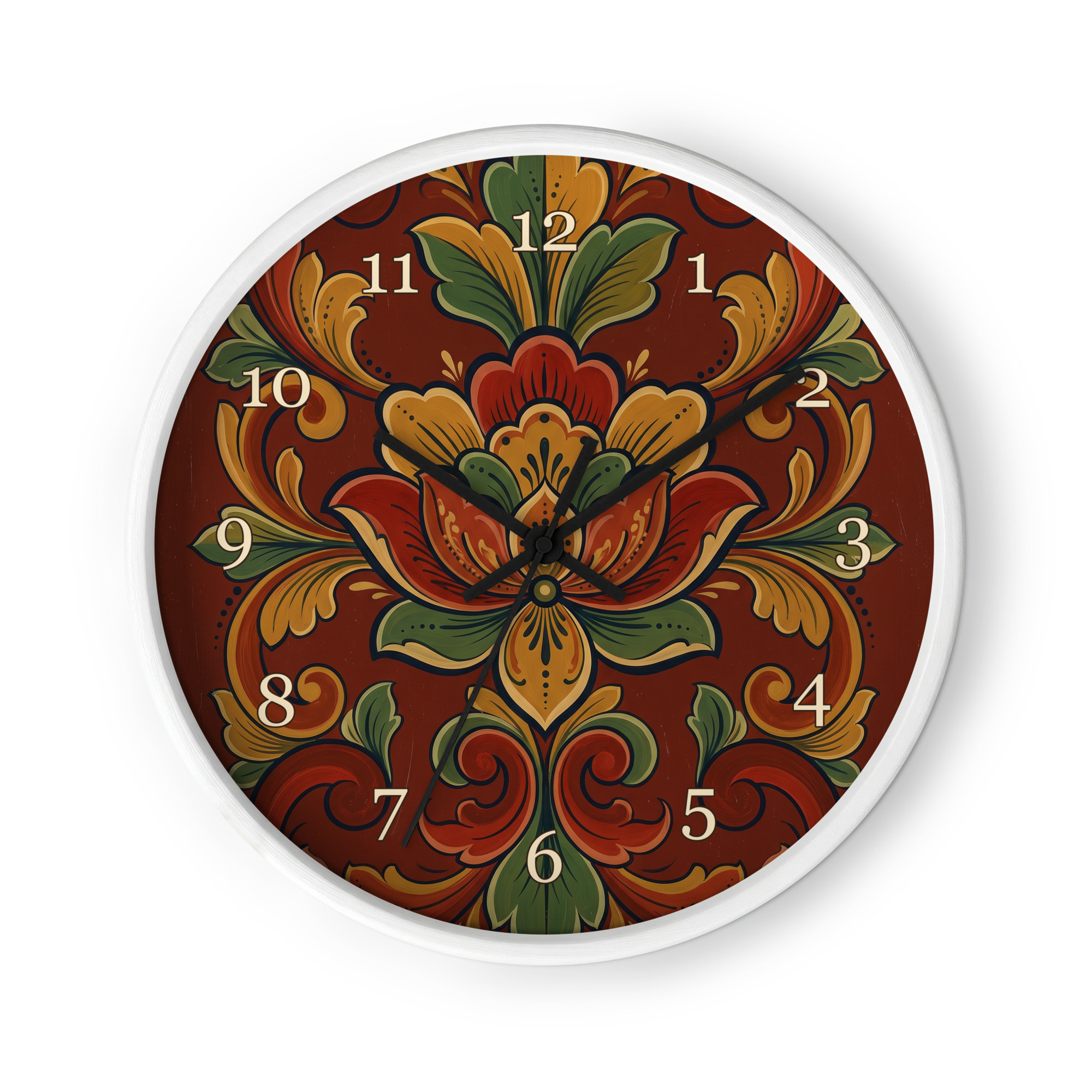 Hallingdalsrosemaling - Røde, gylne og grønne blomster - Bilde 2
