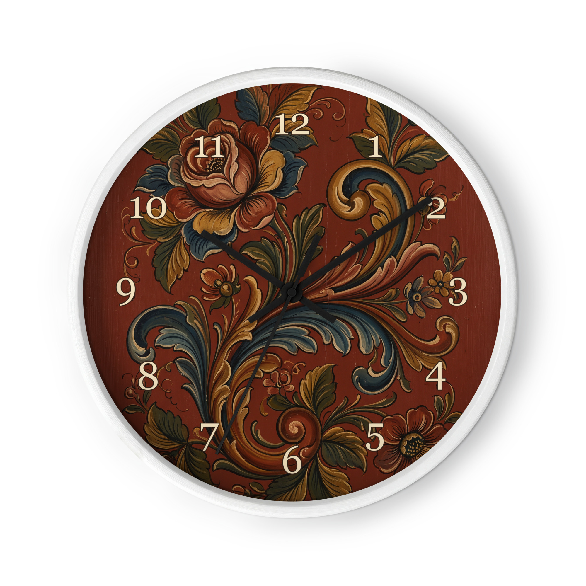 Norsk rosemaling - Oppdals-folkekunst, rødbrun - Bilde 2