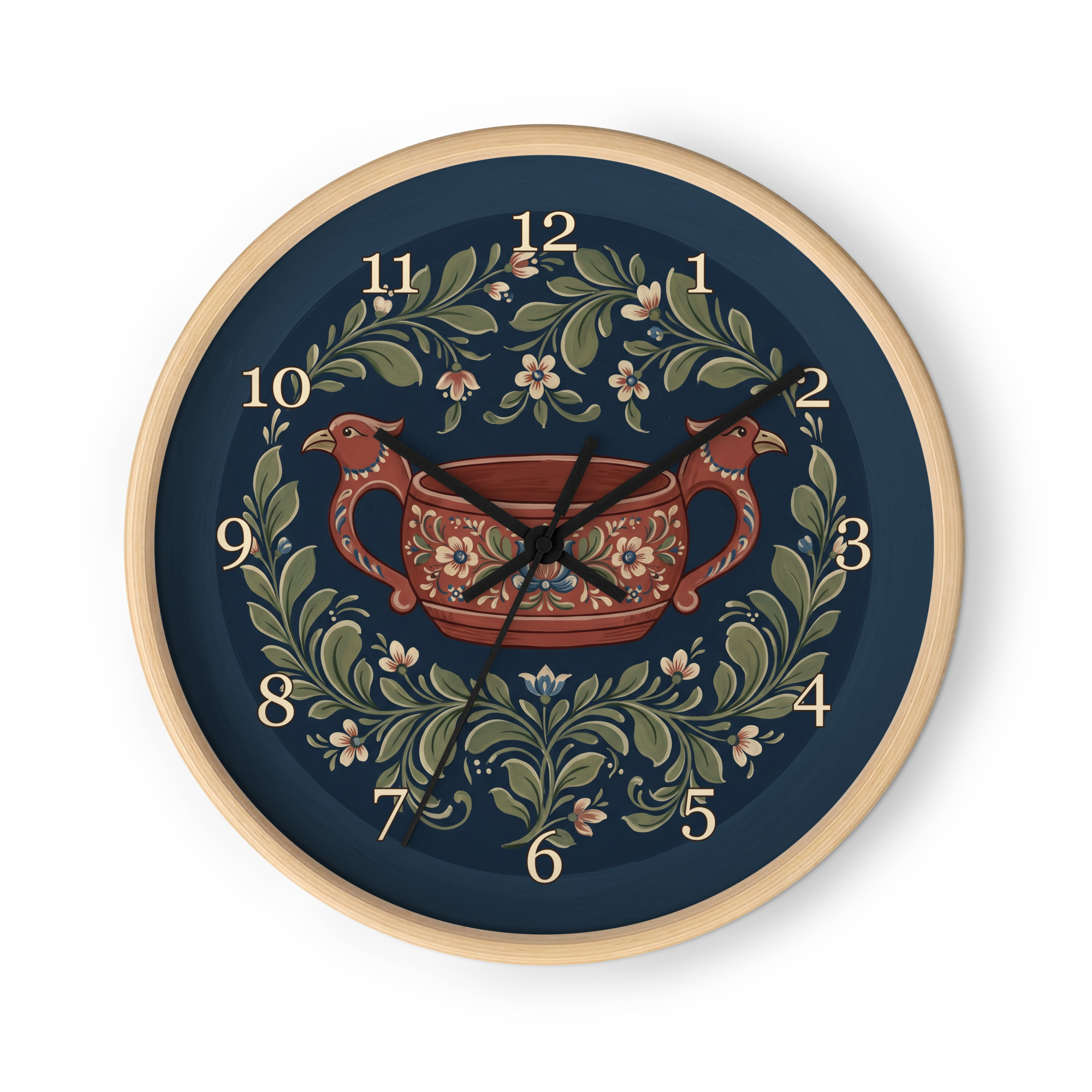 Norsk rosemaling - Malt fuglehode-kjenge - Bilde 3
