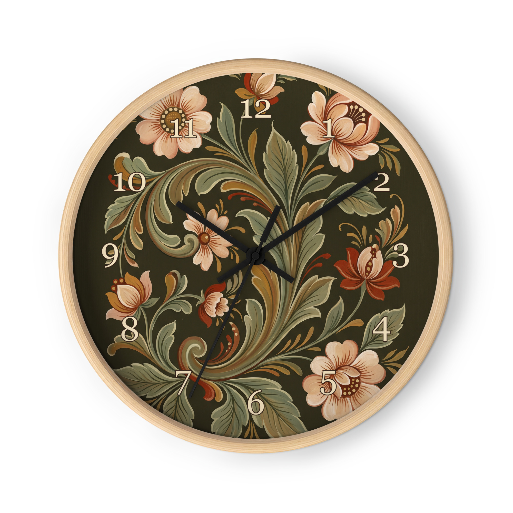 Norsk rosemaling – kremhvite blomster og salviegrønne ranker - Bilde 3