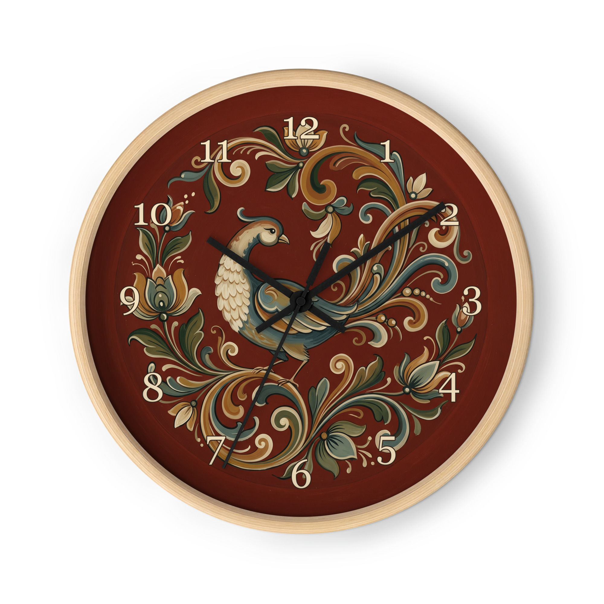 Norsk rosemaling - Fantasifugl på rød bunn - Bilde 3