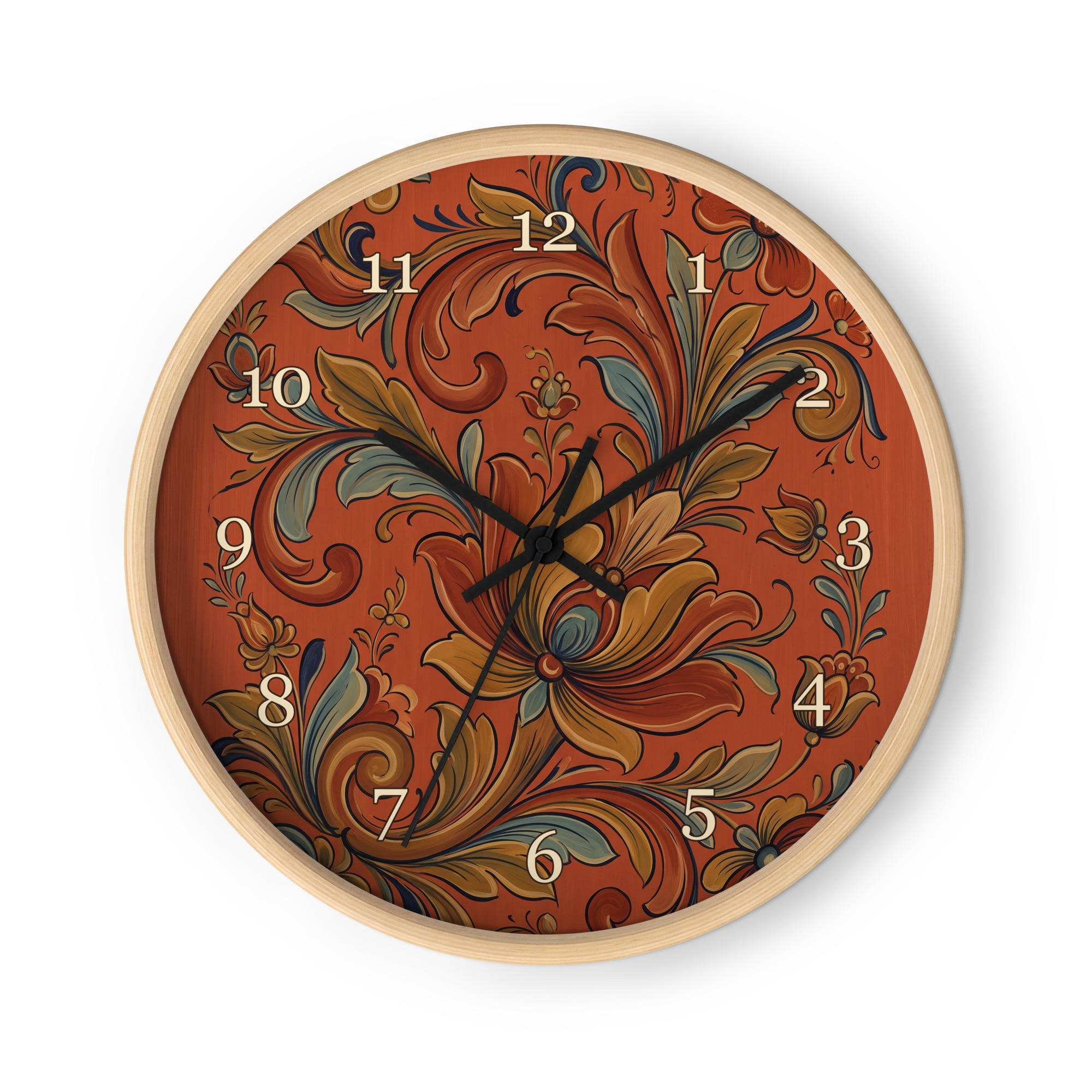 Norsk rosemaling - Oransje og blå blomsterslyng - Bilde 3