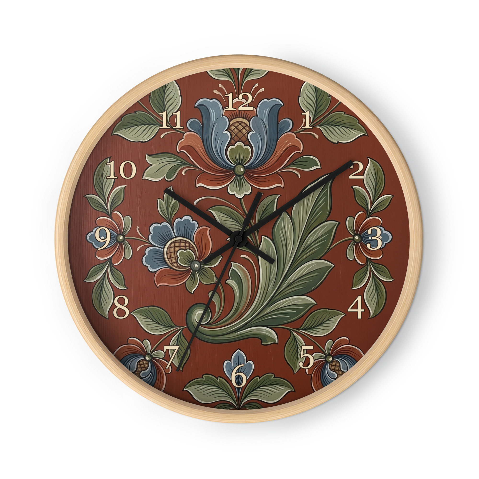 Norsk rosemaling - Blå blomster og grønne blader - Bilde 3