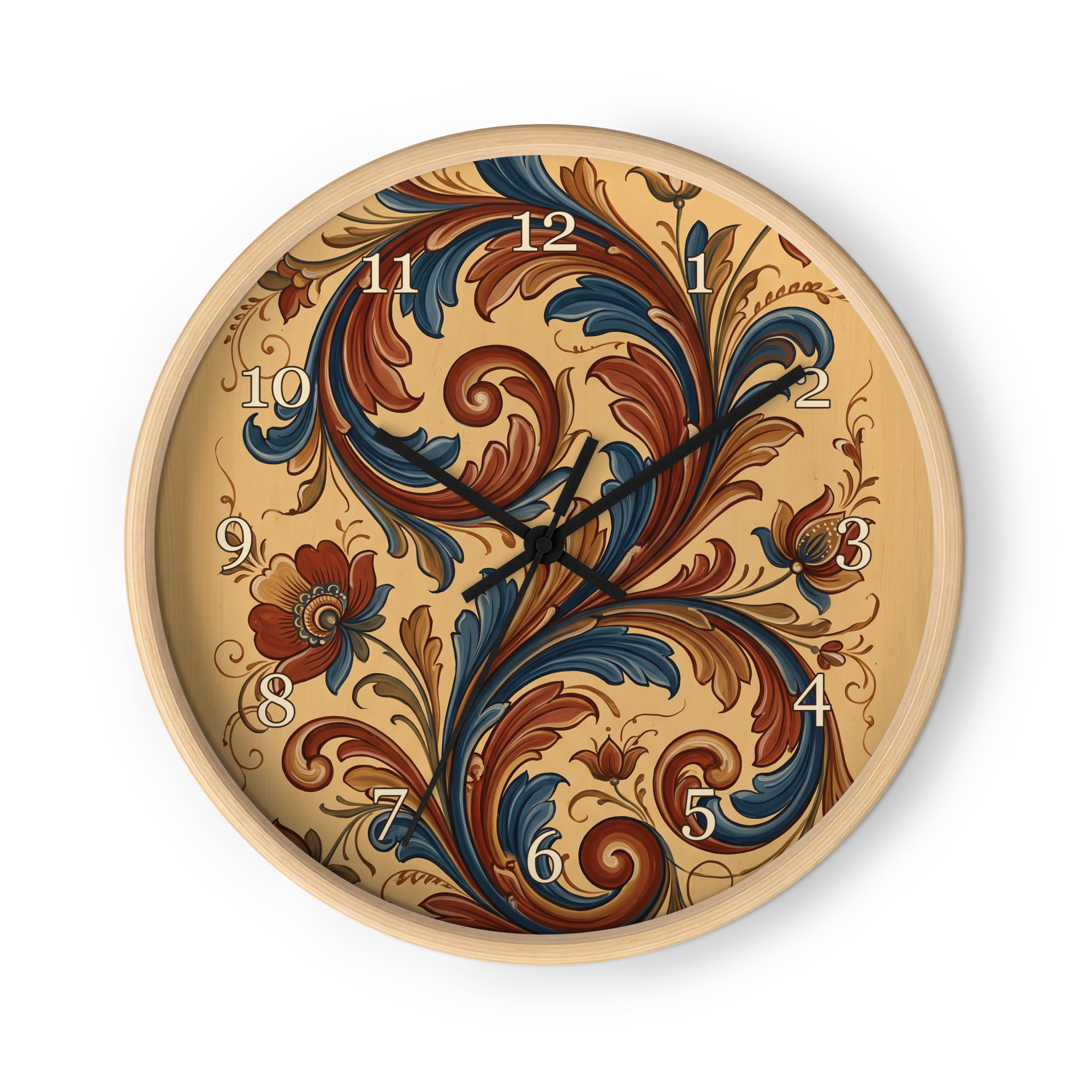 Norsk rosemaling - Svingende blå og røde slynger - Bilde 3