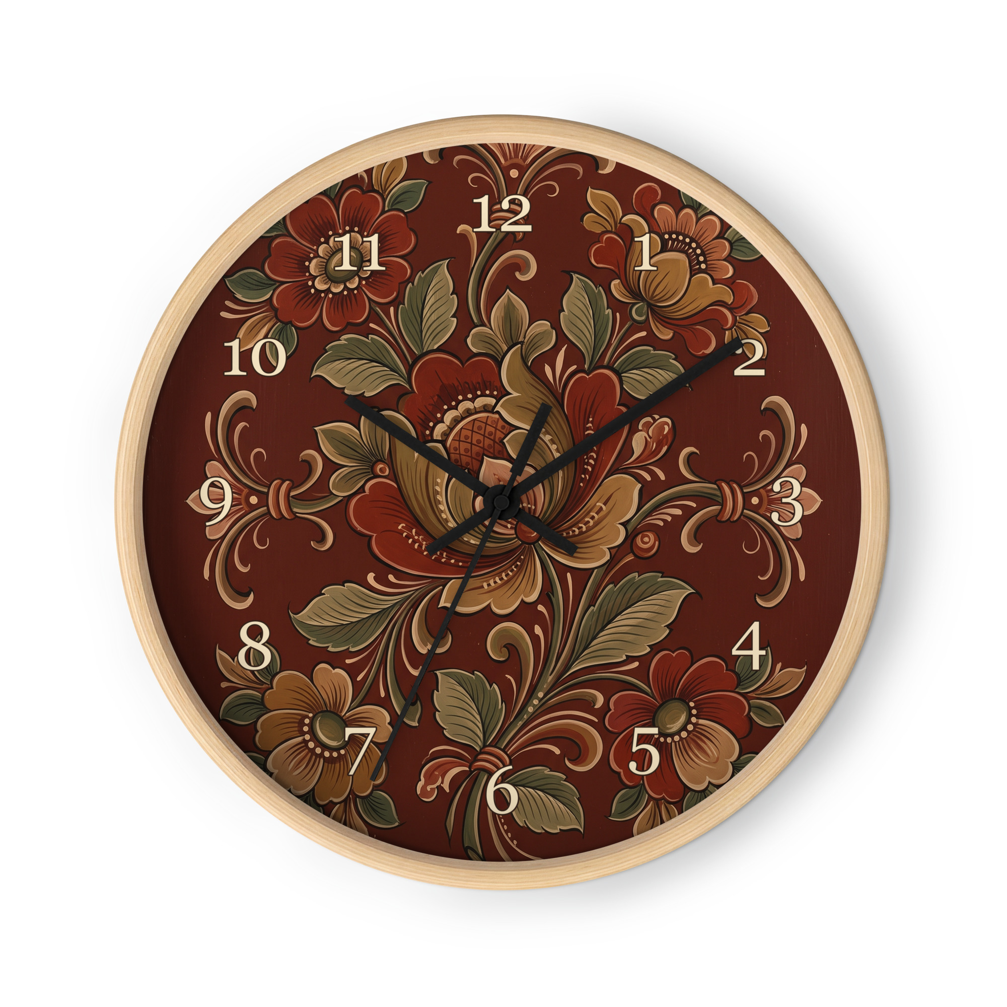 Norsk rosemaling - Røde blomster og olivenblader - Bilde 3