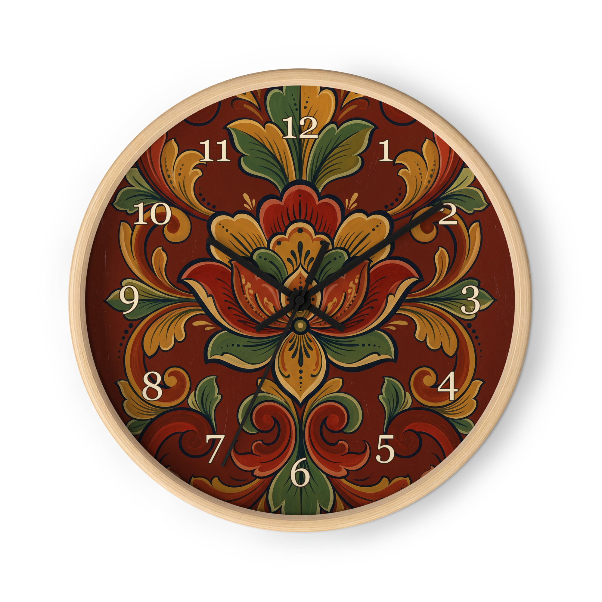 Hallingdalsrosemaling - Røde, gylne og grønne blomster - Bilde 3