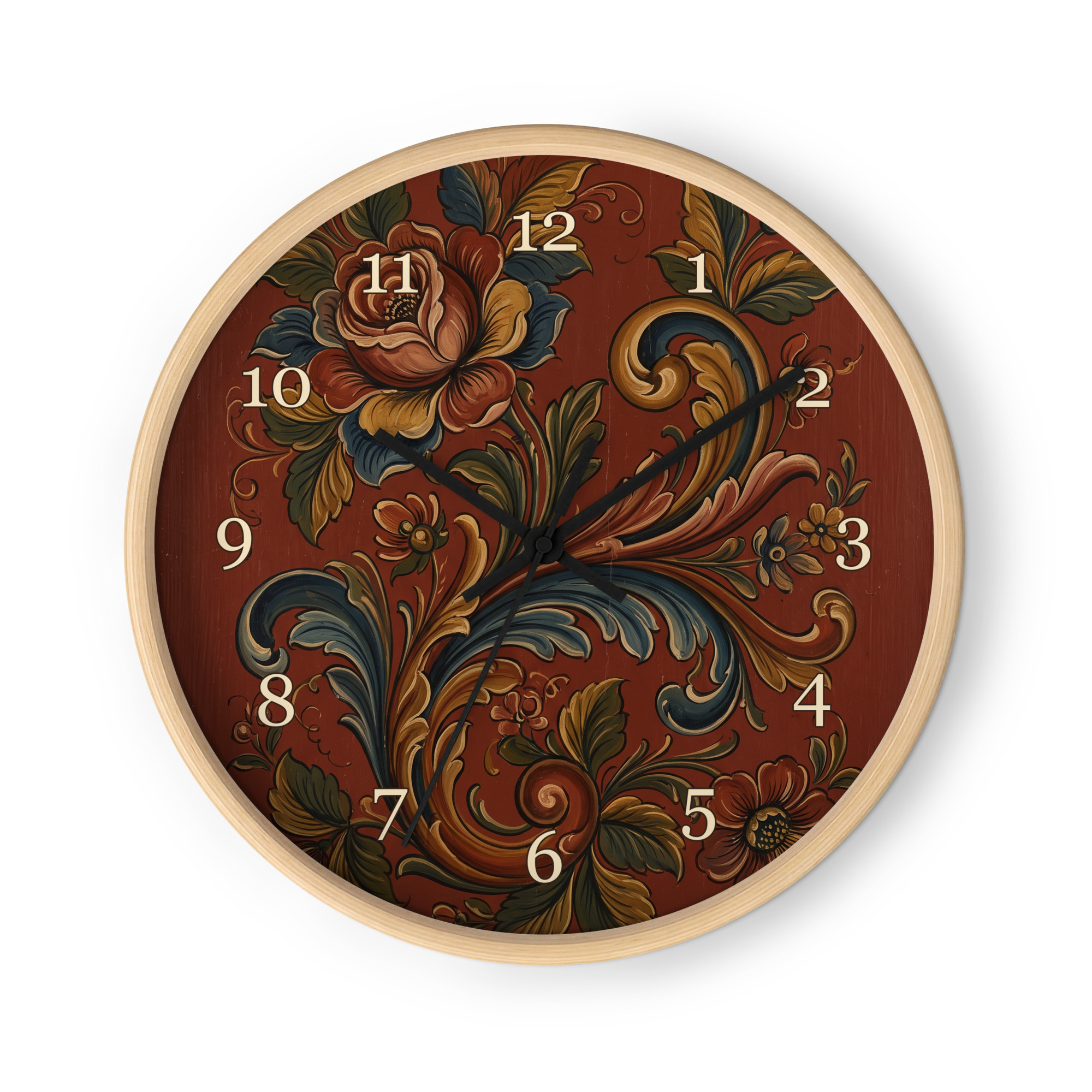 Norsk rosemaling - Oppdals-folkekunst, rødbrun - Bilde 3