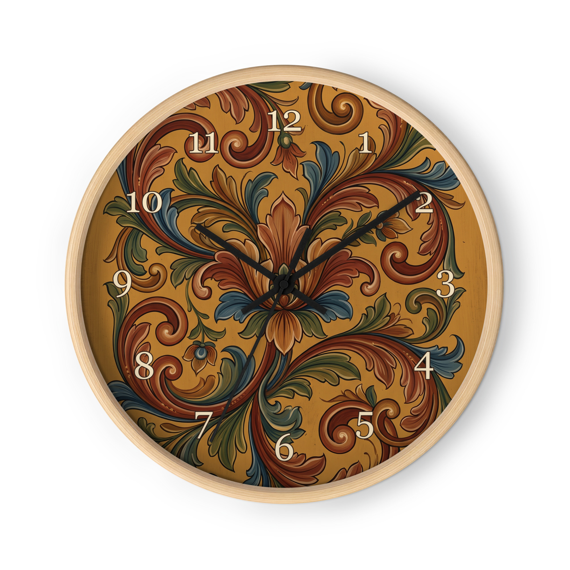 Gudbrandsdalsrosemaling – okerfargede blomsterranker - Bilde 3